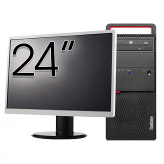 Pachet Calculator Second Hand LENOVO M800 Tower, Intel Core i3-6100 3.70GHz, 8GB DDR4, 256GB SSD, DVD-ROM + Monitor 24 Inch